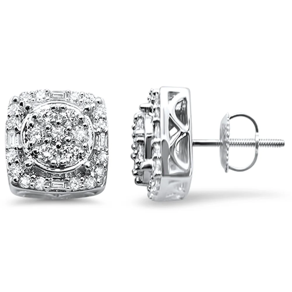 <span>DIAMOND CLOSEOUT! </span>1.05cts 10k White gold Square Micro Pave Diamond Stud Earrings