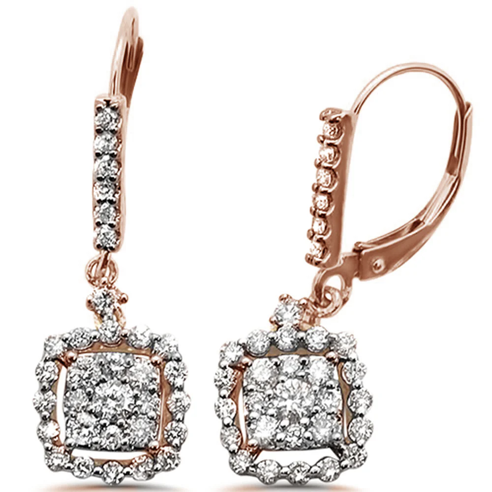 <span>GEMSTONE CLOSEOUT </span>! 1.00ct 14k Rose Gold Diamond Drop Dangle Earrings