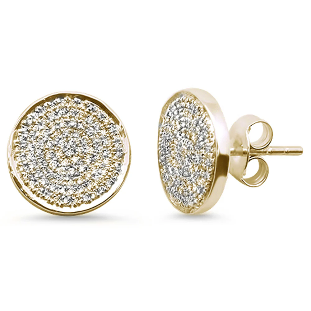 <span>DIAMOND CLOSEOUT! </span>.38ct 14kt Yellow Gold Round Diamond Circle Disc Diamond Stud Earrings