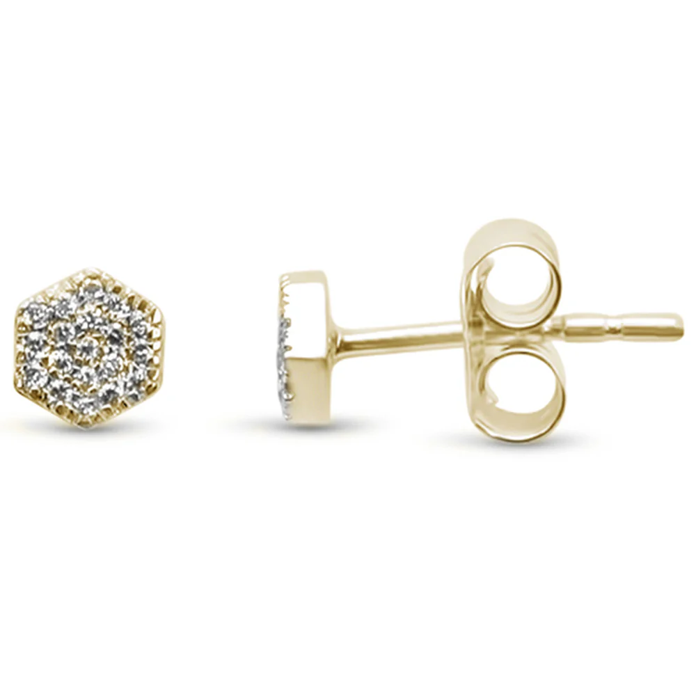 <span>DIAMOND CLOSEOUT! </span>.07ct 14kt Yellow Gold Hexagon Trendy Diamond Stud Earrings