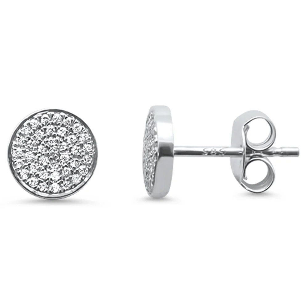<span>DIAMOND CLOSEOUT! </span>.15ct 14kt White Gold Trendy Micro Pave Round Disc Diamond Earrings
