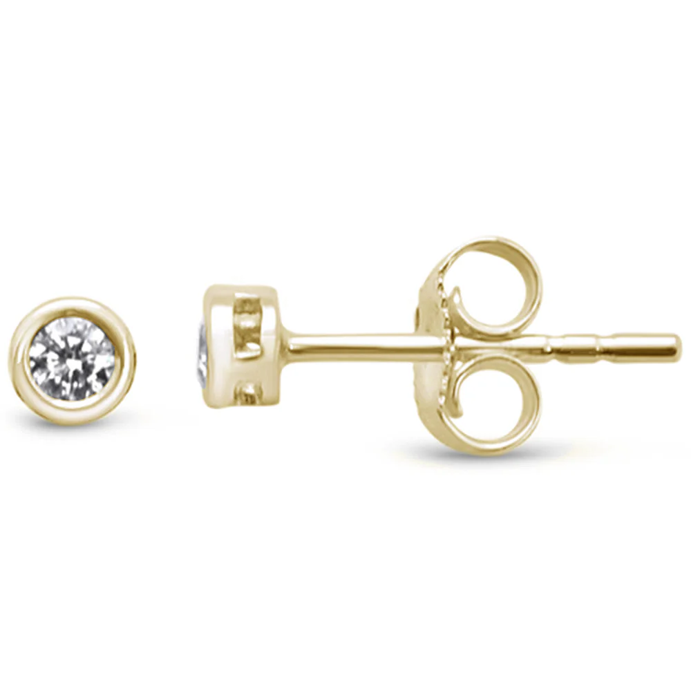 <span>DIAMOND CLOSEOUT! </span> .10ct F SI 14K Yellow Gold Round Bezel Set Diamond Stud Earrings