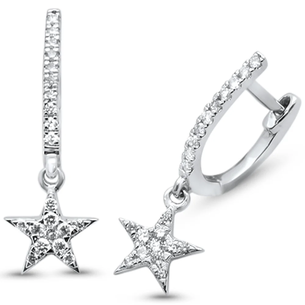 <span>DIAMOND CLOSEOUT! </span>.30ct 14kt White Gold Star Drop Dangle Diamond Earrings
