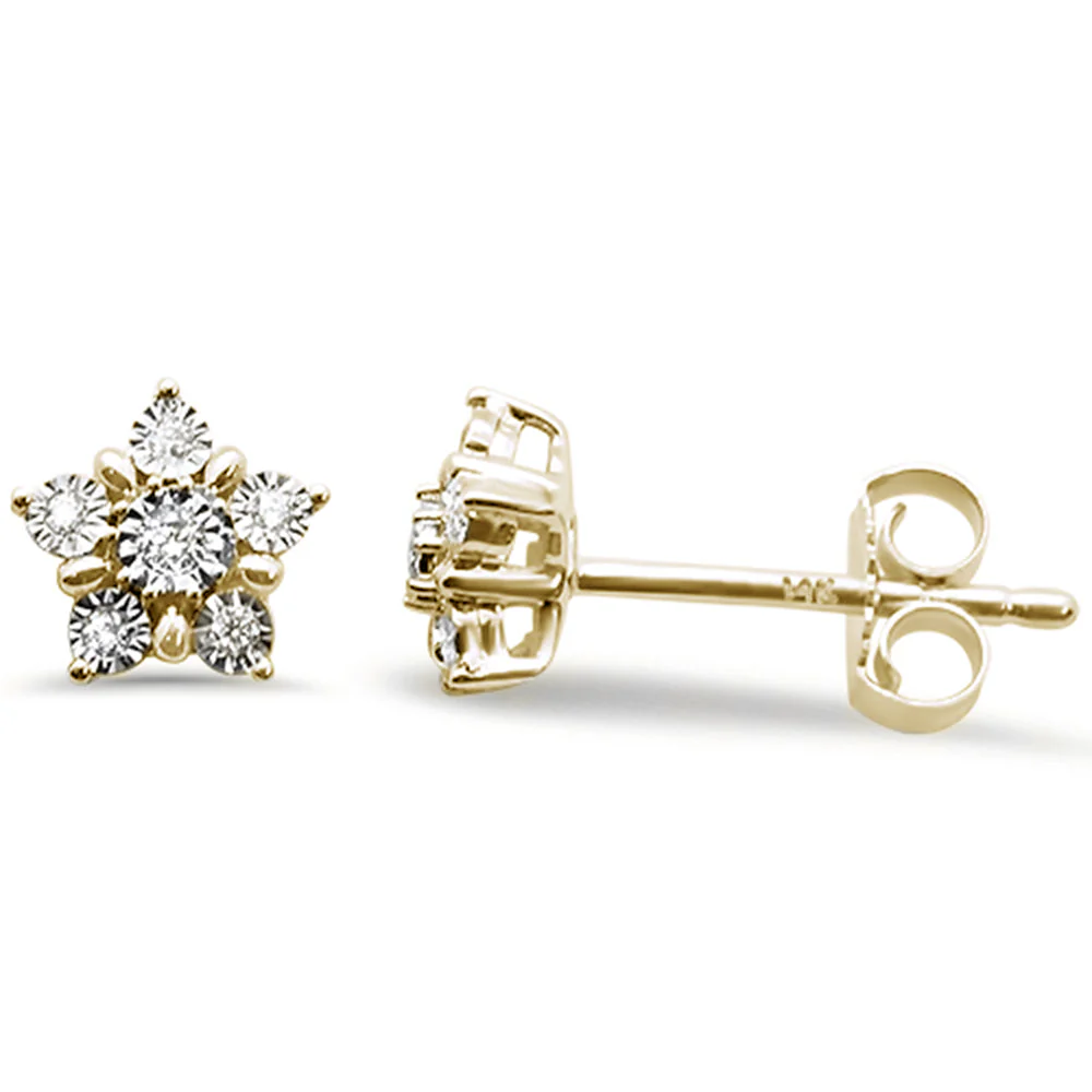 <span>DIAMOND CLOSEOUT! </span>.08ct 14k Yellow Gold Star Shape Diamond Stud Earrings