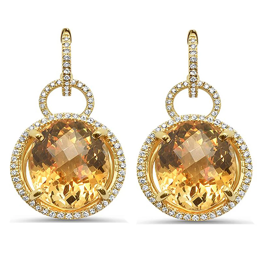 <span>GEMSTONE CLOSEOUT! </span> 23.44ct 10k Yellow Gold Natural Citrine Drop Dangle Earrings
