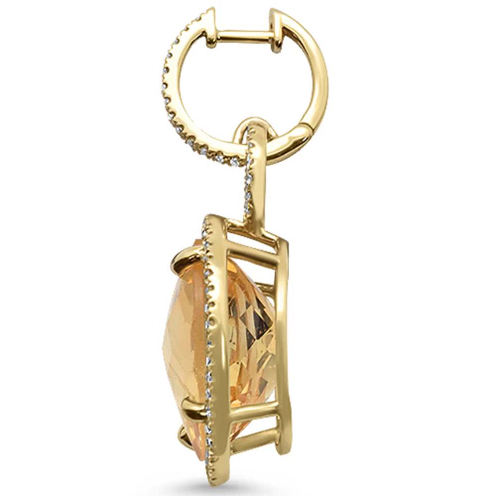 <span>GEMSTONE CLOSEOUT! </span> 23.44ct 10k Yellow Gold Natural Citrine Drop Dangle Earrings - Image 2