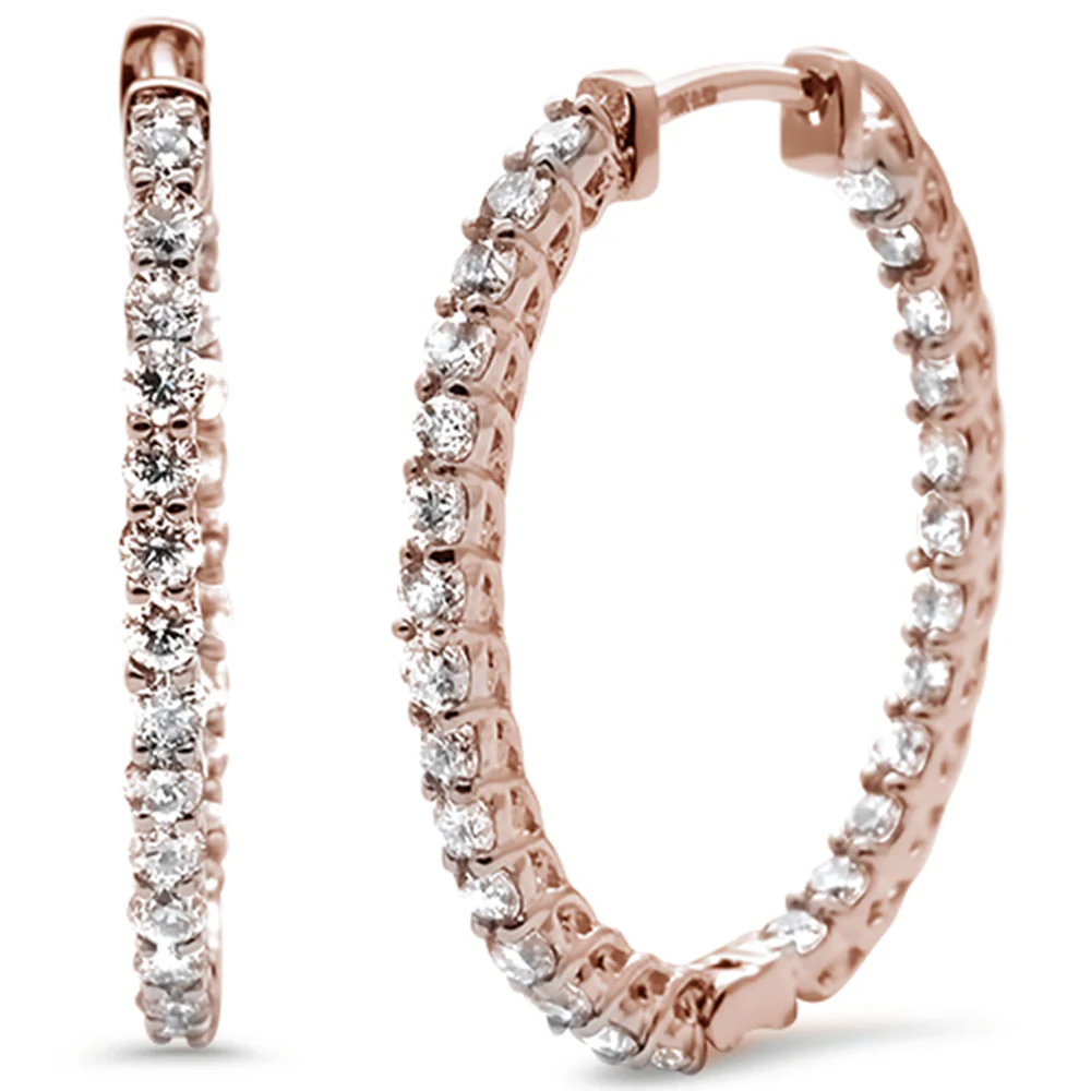 <span>DIAMOND CLOSEOUT! </span> 1.01ct 14k Rose Gold Diamond Hoop Huggie Earrings
