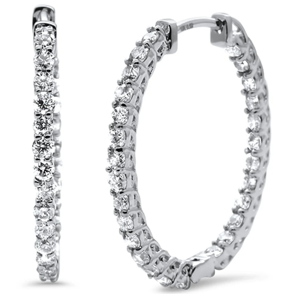 <span>DIAMOND CLOSEOUT! </span> 1.04ct 14k White Gold Diamond Hoop Huggie Earrings