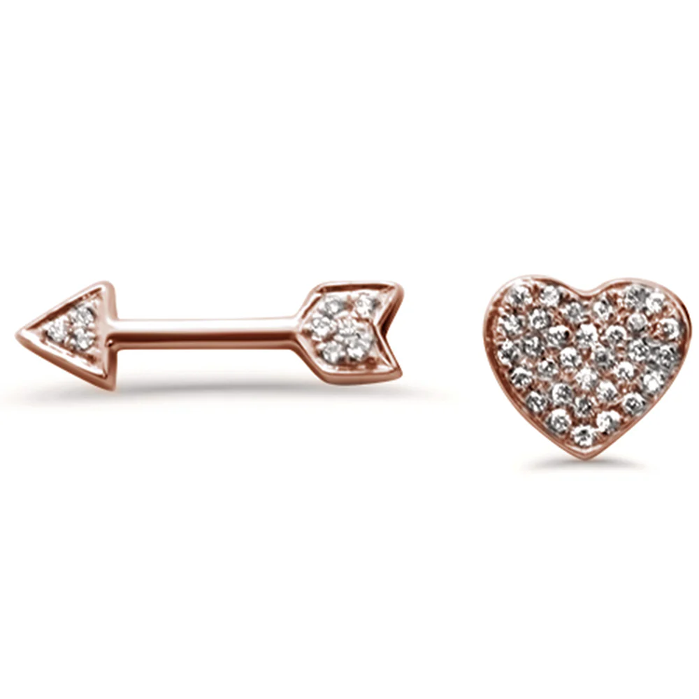 <span>DIAMOND CLOSEOUT! </span>.07ct 14k Rose Gold Heart & Arrow Stud Diamond Earrings