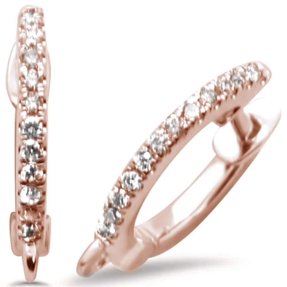 <span>DIAMOND CLOSEOUT! </span>.12ct 14k Rose Gold Cute Diamond Hoop Earrings