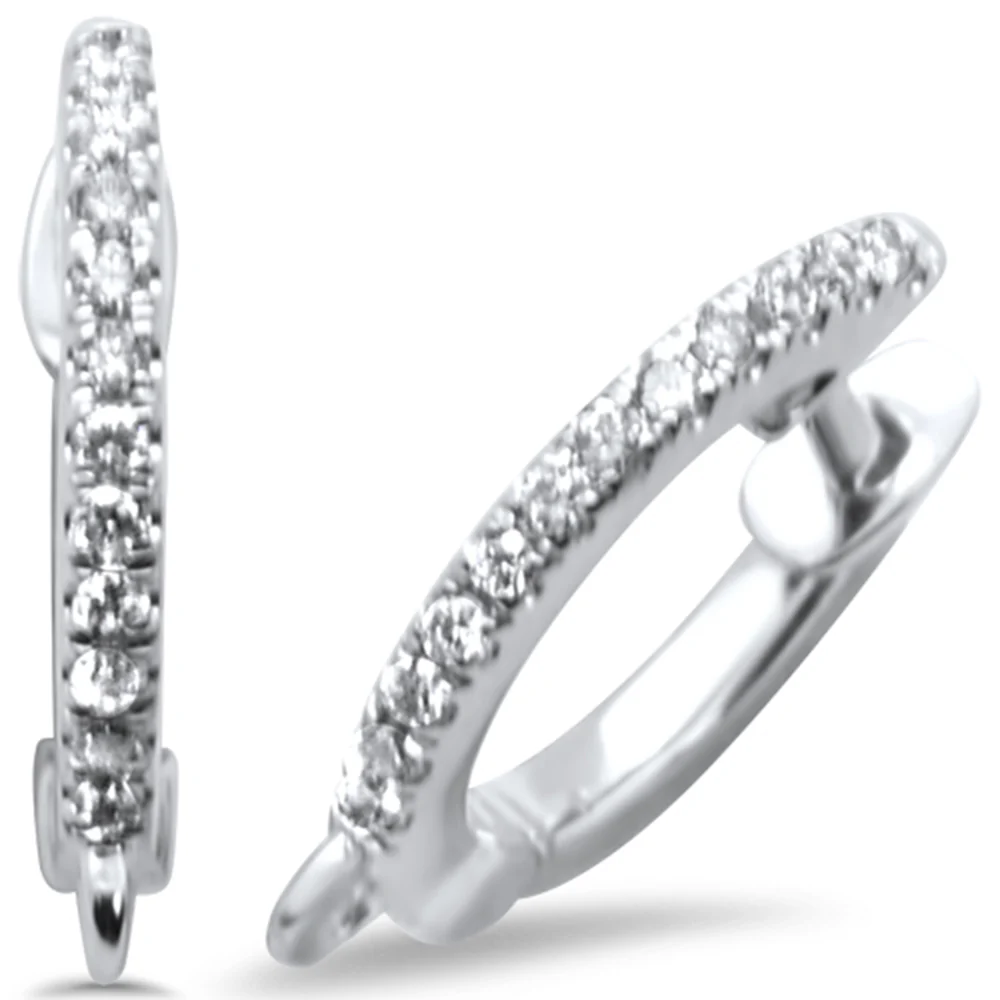 <span>DIAMOND CLOSEOUT! </span>.12ct 14k White Gold Cute Diamond Hoop Earrings