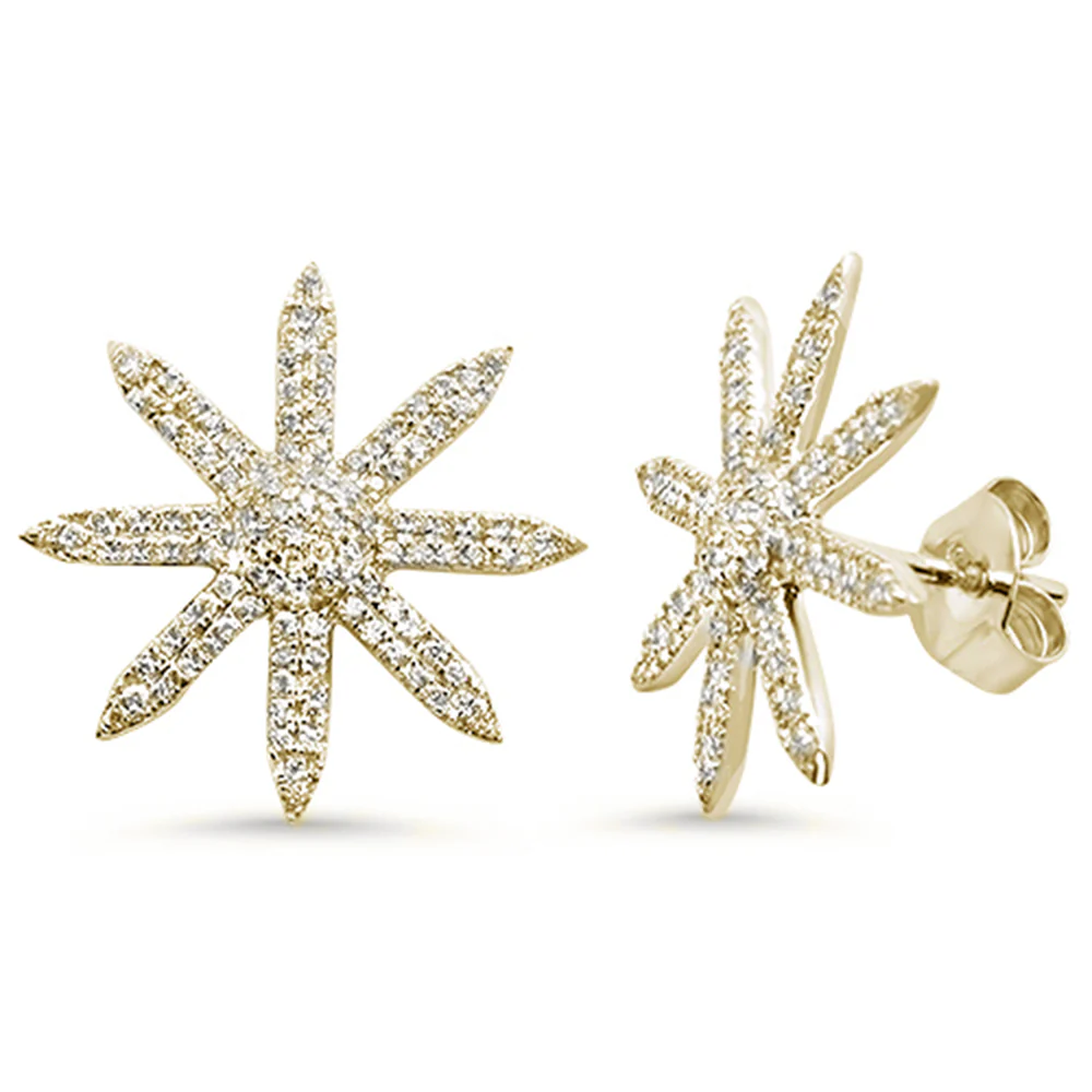 <span>DIAMOND CLOSEOUT! </span>.38ct 14K Yellow Gold Starburst Modern Diamond Earrings