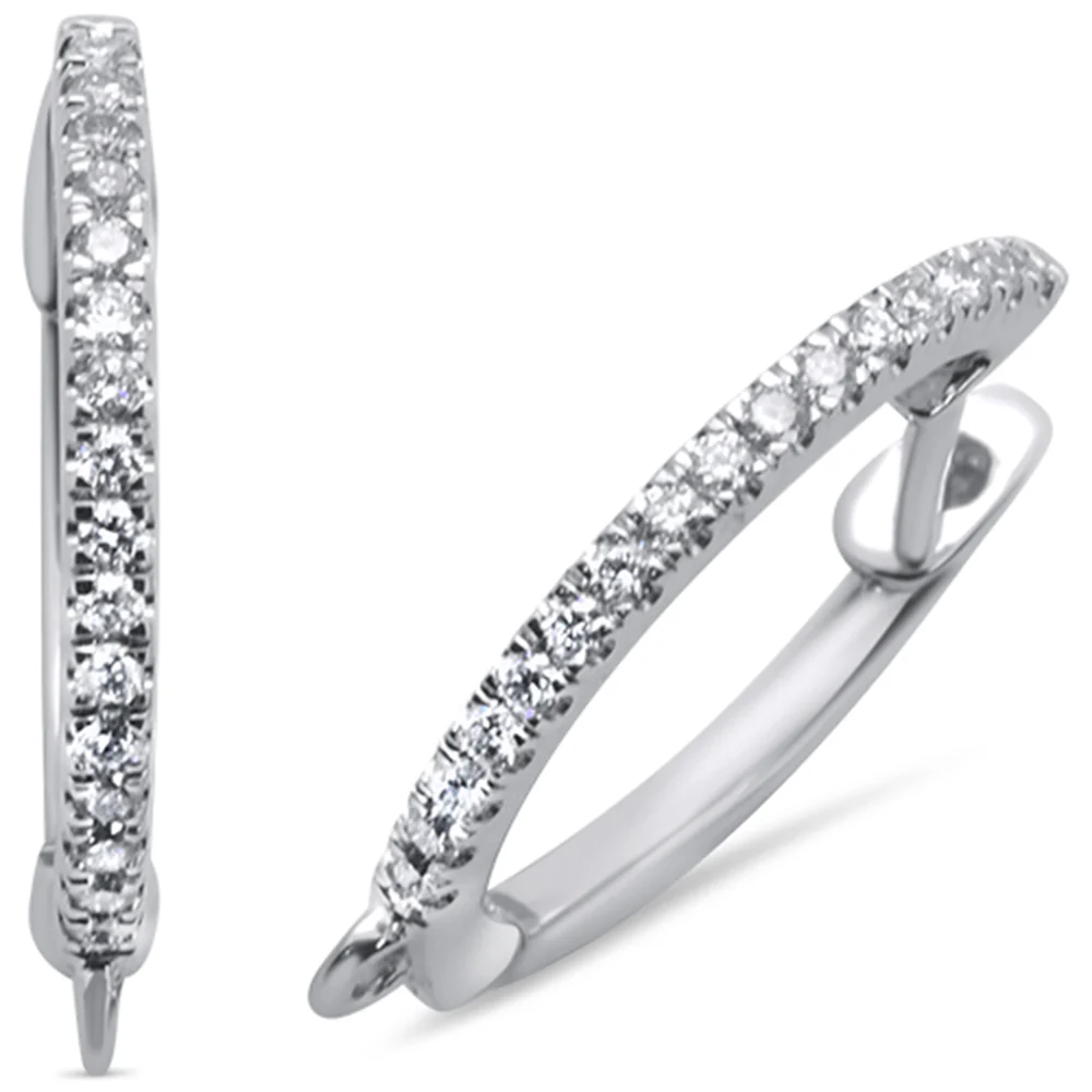 <span>DIAMOND CLOSEOUT! </span>.18ct 14K White Gold Hoop Huggie Diamond Earrings