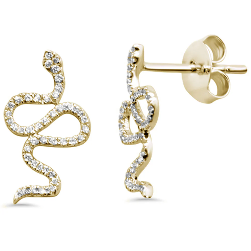 <span>DIAMOND CLOSEOUT! </span> .14ct G SI 14K Yellow Gold Diamond Trendy Snake Earrings
