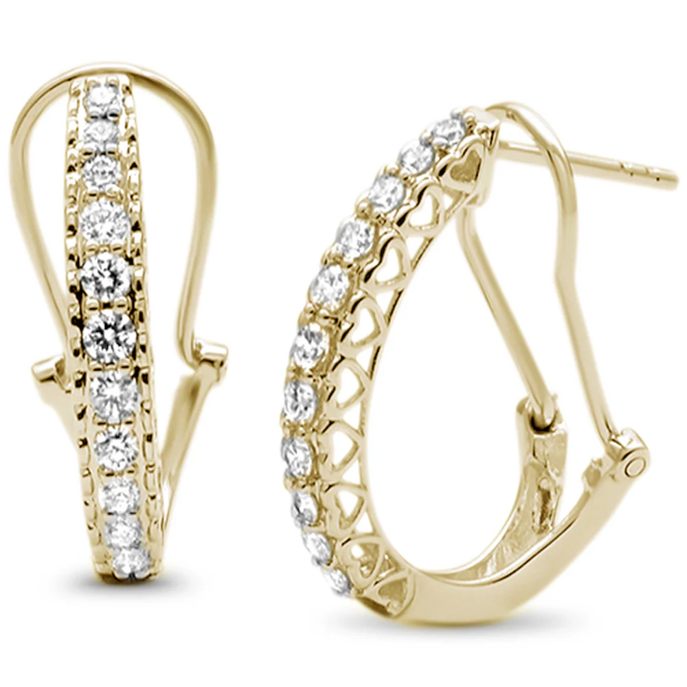 <span>DIAMOND CLOSEOUT! </span> .50ct F SI 14kt Yellow Gold Diamond J Hoop Huggie Earrings