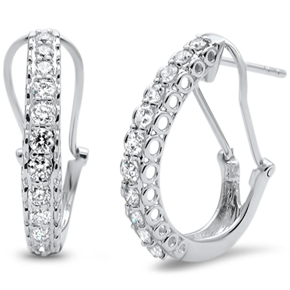 <span>DIAMOND CLOSEOUT! </span>1.01ct F SI 14kt White Gold Diamond J Hoop Huggie Earrings