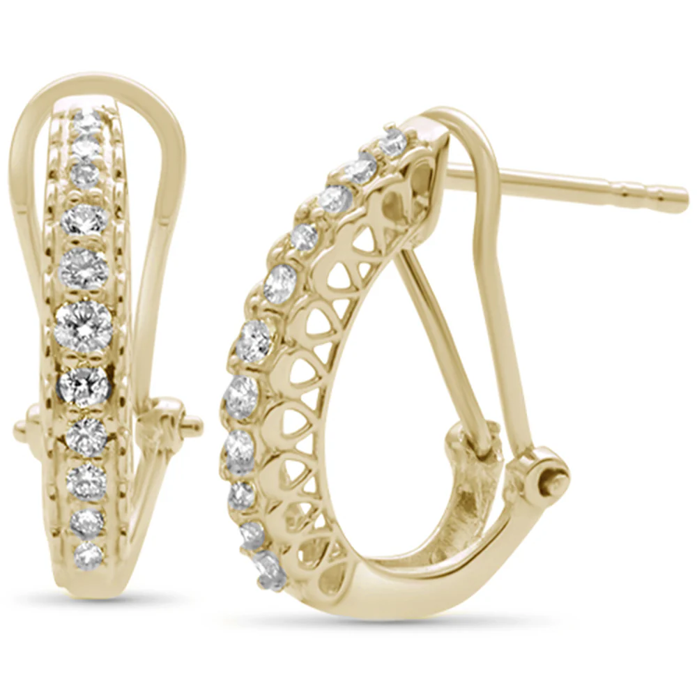 <span>DIAMOND CLOSEOUT! </span>.25ct 14K Yellow Gold Diamond Round J Huggie Hoop Earrings