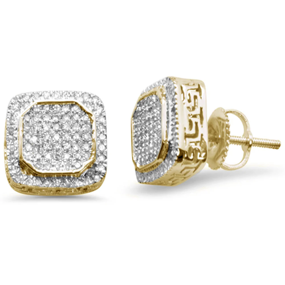 <span>DIAMOND CLOSEOUT! </span>.41ct G SI 10K Yellow Gold Square Micro Pave Diamond Stud Earrings