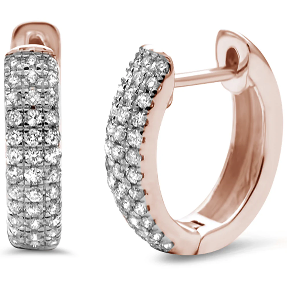 <span>DIAMOND CLOSEOUT! </span>.25ct 14K Rose Gold Diamond Hoop Huggie Earrings