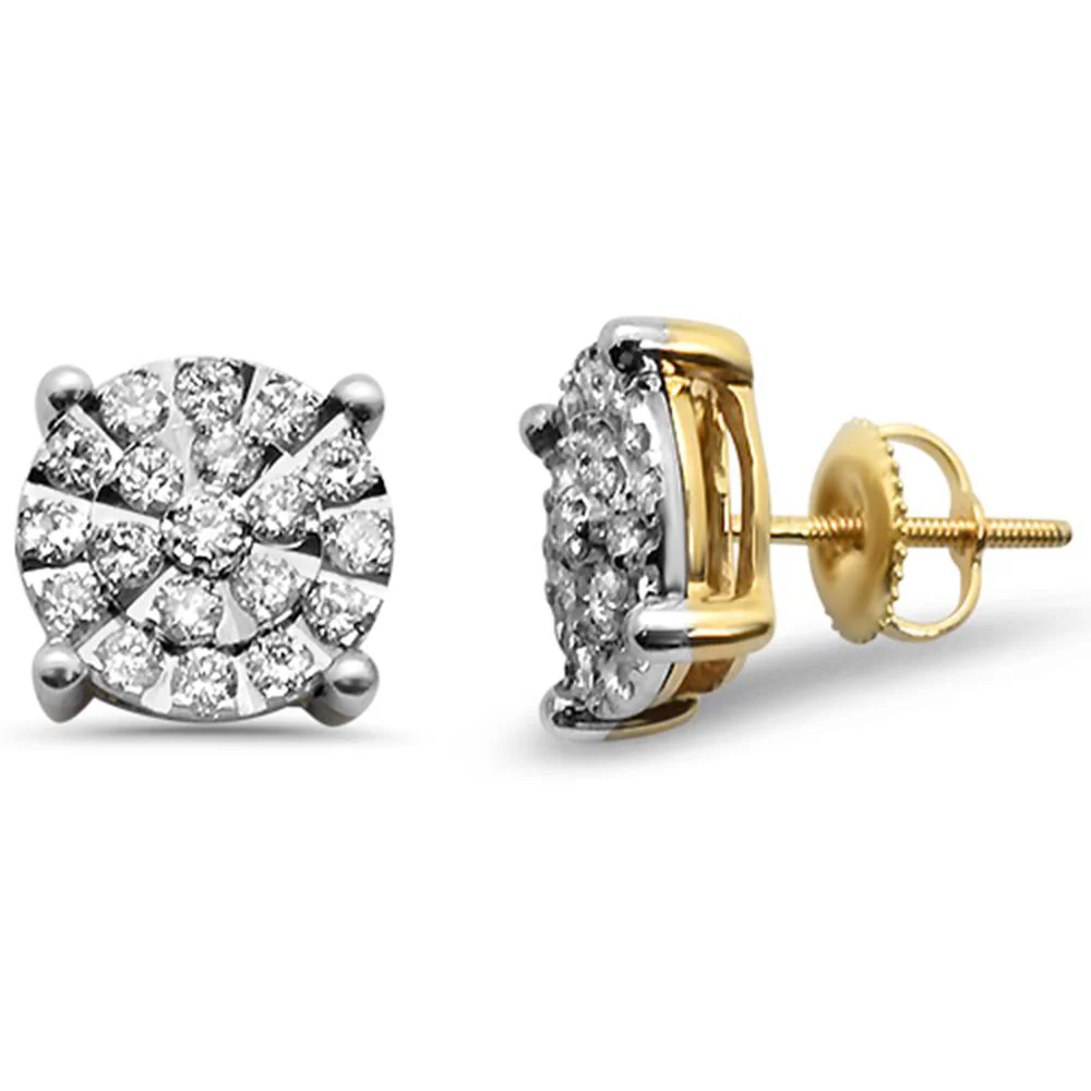 <span>DIAMOND CLOSEOUT! </span> .97ct G SI 14K Yellow Gold Micro Pave Diamond Earrings