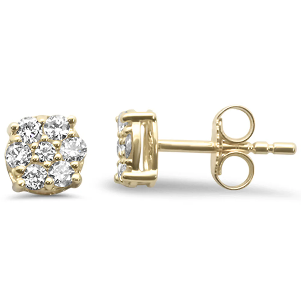 .13ct G SI 14K Yellow Gold Diamond Flower Stud Earrings