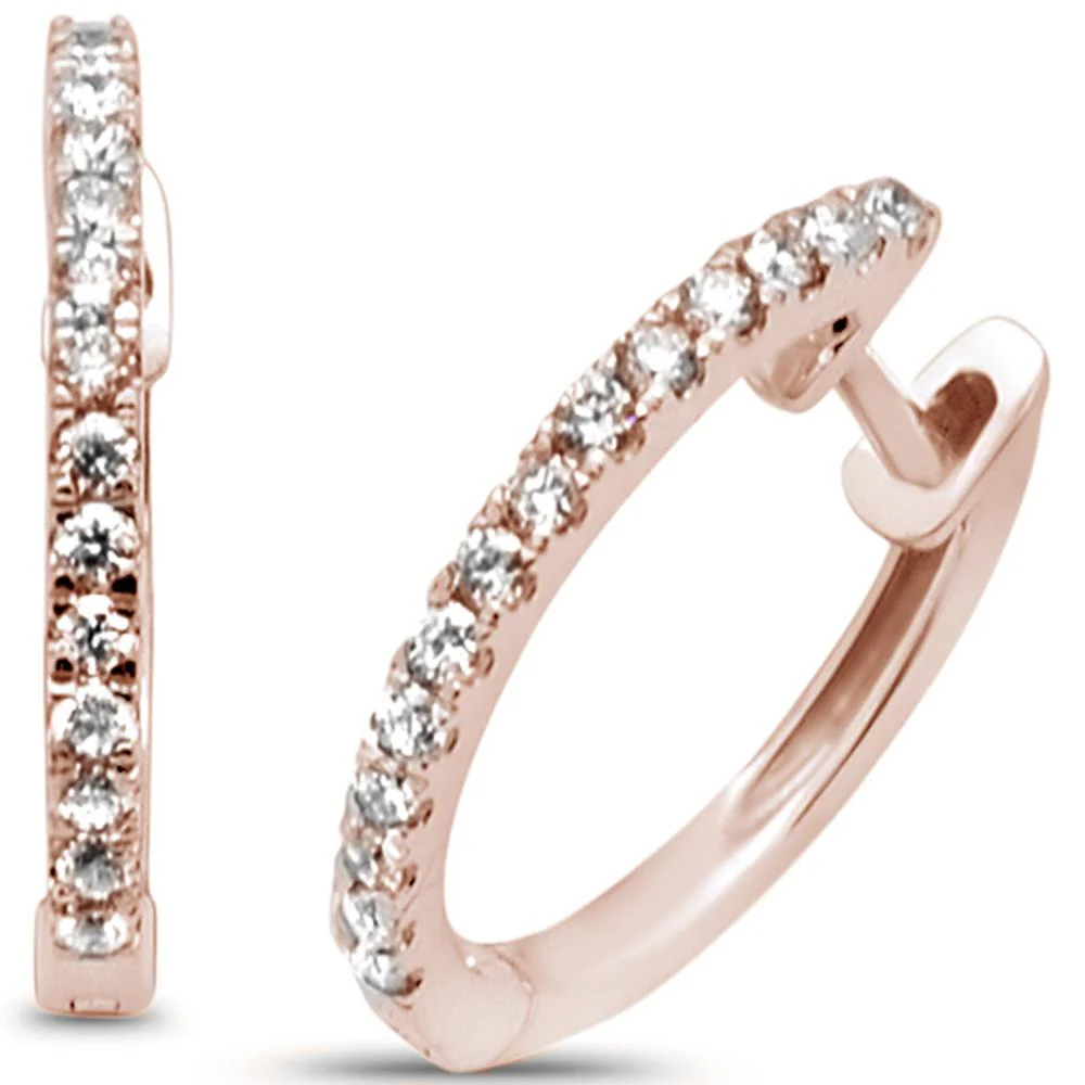 <span>DIAMOND CLOSEOUT! </span>.20ct G SI 10K Rose Gold Diamond Hoop Earrings