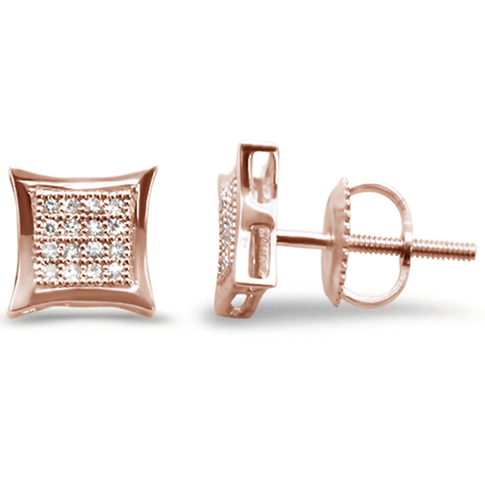 <span>DIAMOND CLOSEOUT! </span>.10ct G SI 10K Rose Gold Diamond Square Micro Pave Earrings