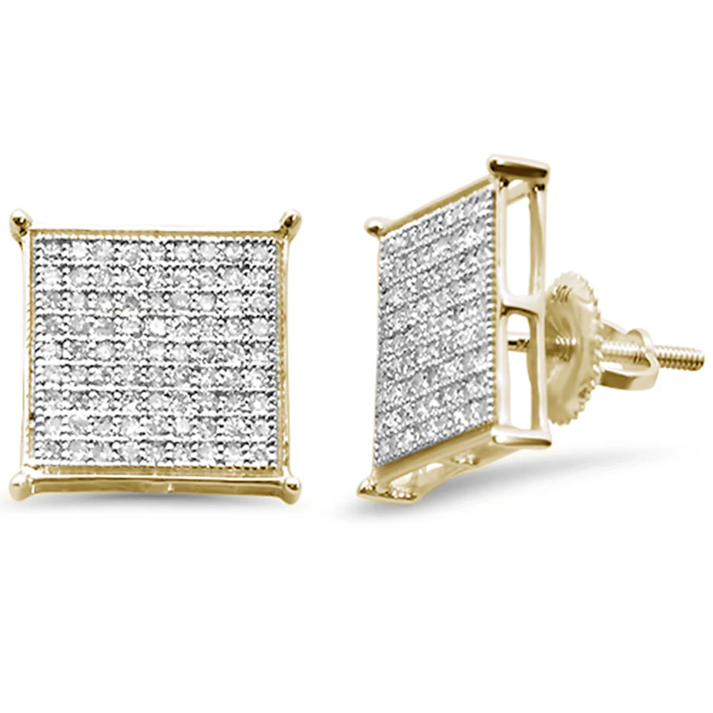 <span>DIAMOND CLOSEOUT! </span> .52ct G SI 10K Yellow Gold Diamond Square Micro Pave Earrings