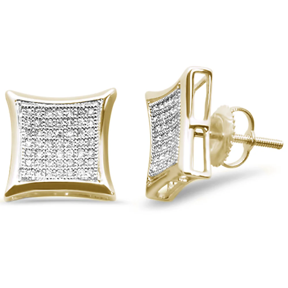 <span>DIAMOND CLOSEOUT! </span>.29ct G SI 10K Yellow Gold Diamond Square Micro Pave Earrings
