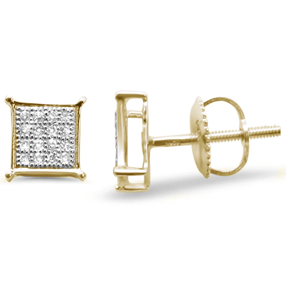 <span>DIAMOND CLOSEOUT! </span>.10ct G SI 10K Yellow Gold Diamond Square Micro Pave Earrings