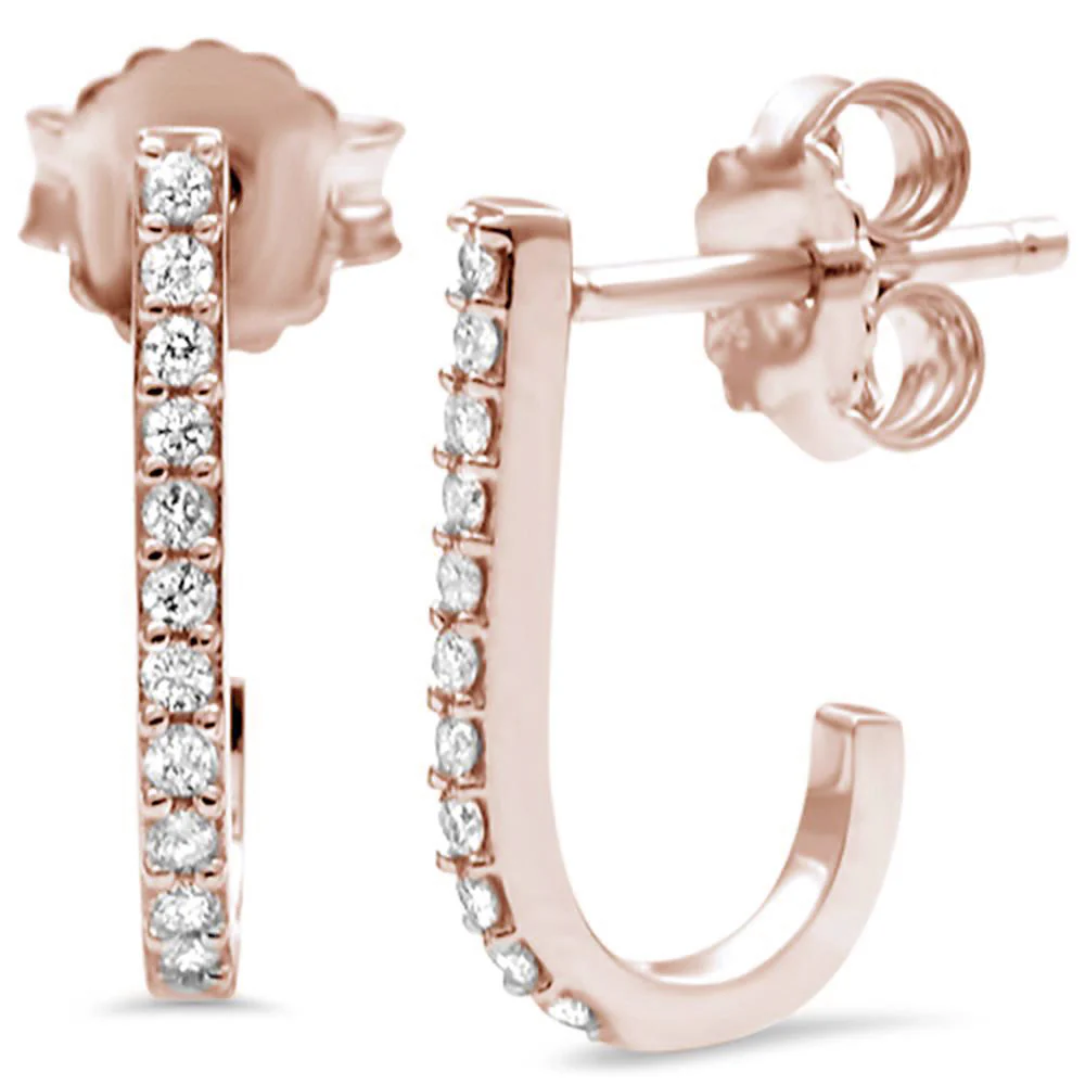<span>DIAMOND CLOSEOUT! </span>.17CT G SI 14KT Rose Gold Diamond J Hoop Earrings