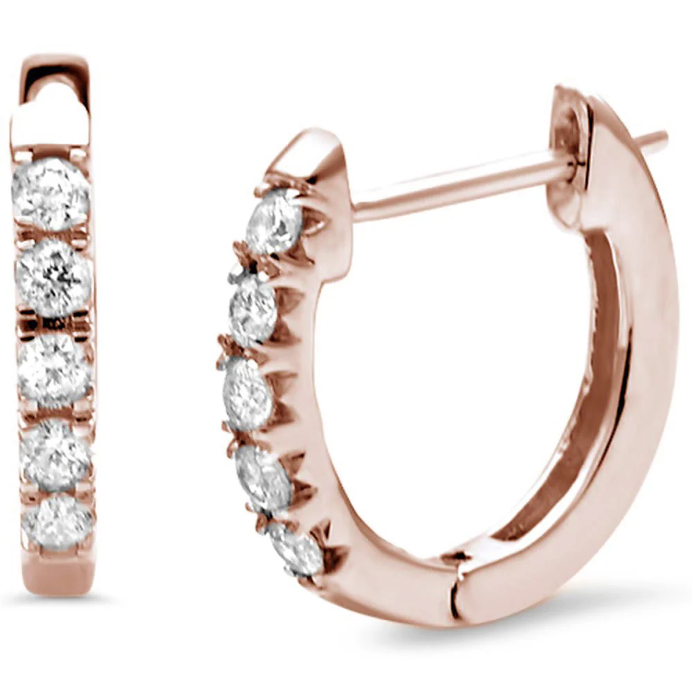 <span>DIAMOND CLOSEOUT! </span>.27ct G SI 14K Rose Gold Diamond Hoop Earrings