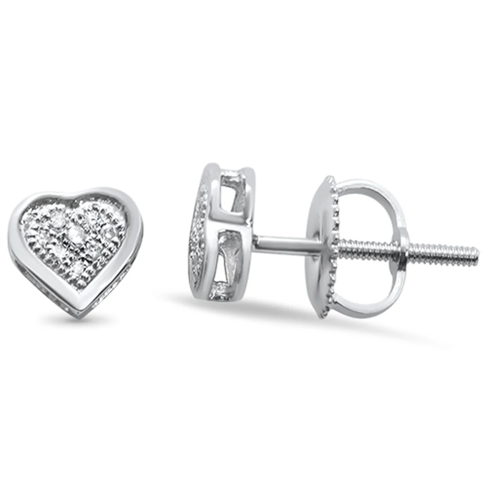 <span>DIAMOND CLOSEOUT! </span>.05ct G SI 10K White Gold Diamond Heart Earrings