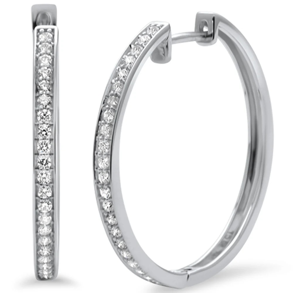 <span>DIAMOND CLOSEOUT! </span> .49ct G SI 14K White Gold Diamond Hoop Earrings
