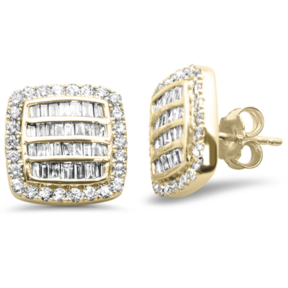 <span>DIAMOND CLOSEOUT! </span>1.33ct G SI 10K Yellow Gold Baguette Diamond hiphop Earrings