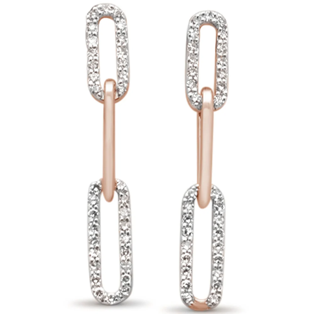 <span>DIAMOND CLOSEOUT! </span>.29ct G SI 14K Rose Gold Diamond Paper Clip Style Dangling Earrings