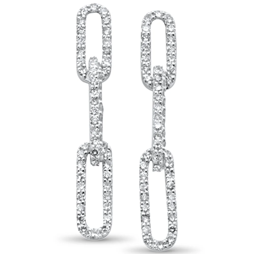 <span>DIAMOND CLOSEOUT! </span>.51ct G SI 14KT White Gold Diamond Paper Clip Style Dangling Earrings