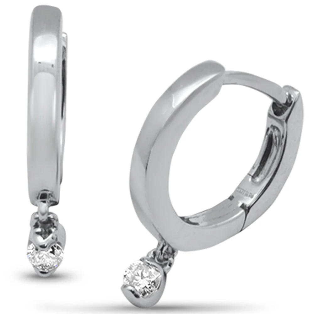 <span style="color:purple">SPECIAL!</span> .08ct G SI 10K White Gold Diamond Dangling Hoop Earrings