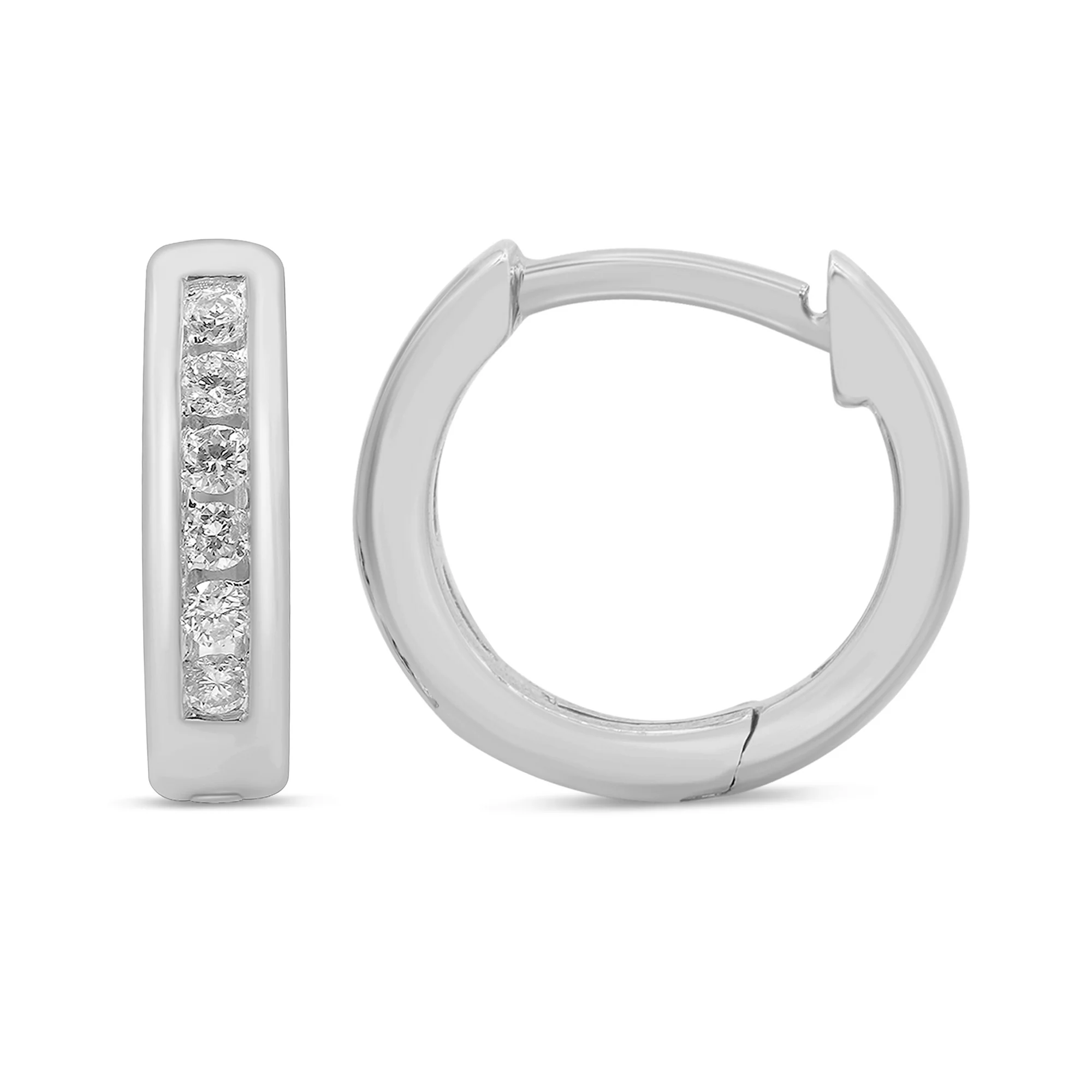 <span>DIAMOND CLOSEOUT! </span>.11ct G SI 10K White Gold Diamond Hoop Earrings