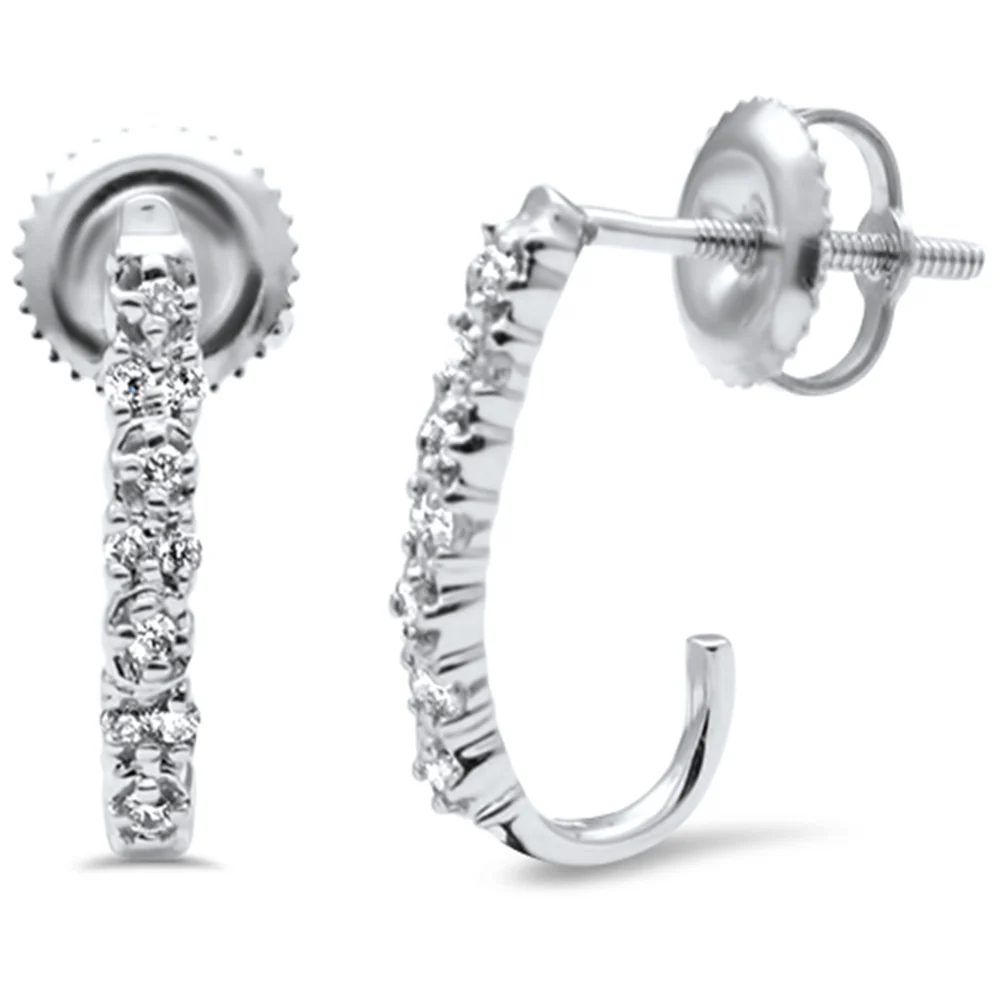 <span>DIAMOND CLOSEOUT! </span>.12ct G SI 10K White Gold Diamond J Hoop Earrings