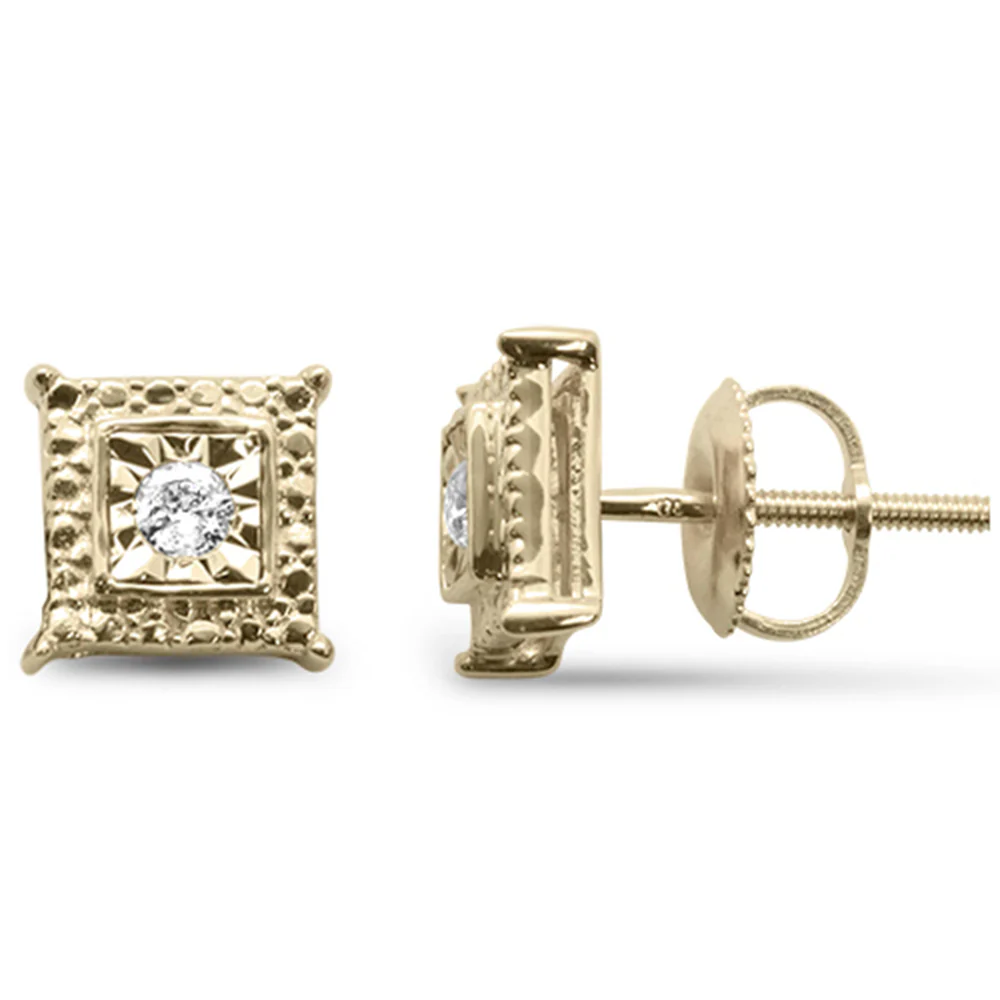 <span>DIAMOND CLOSEOUT! </span>.10ct G SI 10K Yellow Gold Diamond Square Shaped Earrings