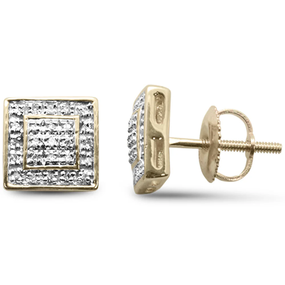<span>DIAMOND CLOSEOUT! </span>.11ct G SI 10K Yellow Gold Diamond Square Shaped Earrings