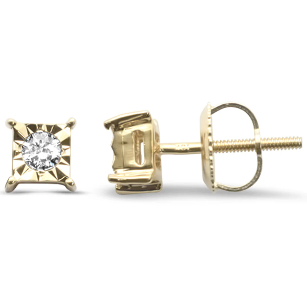 <span>DIAMOND CLOSEOUT! </span>.15ct G SI 10K Yellow Gold Diamond Square Shaped Earrings