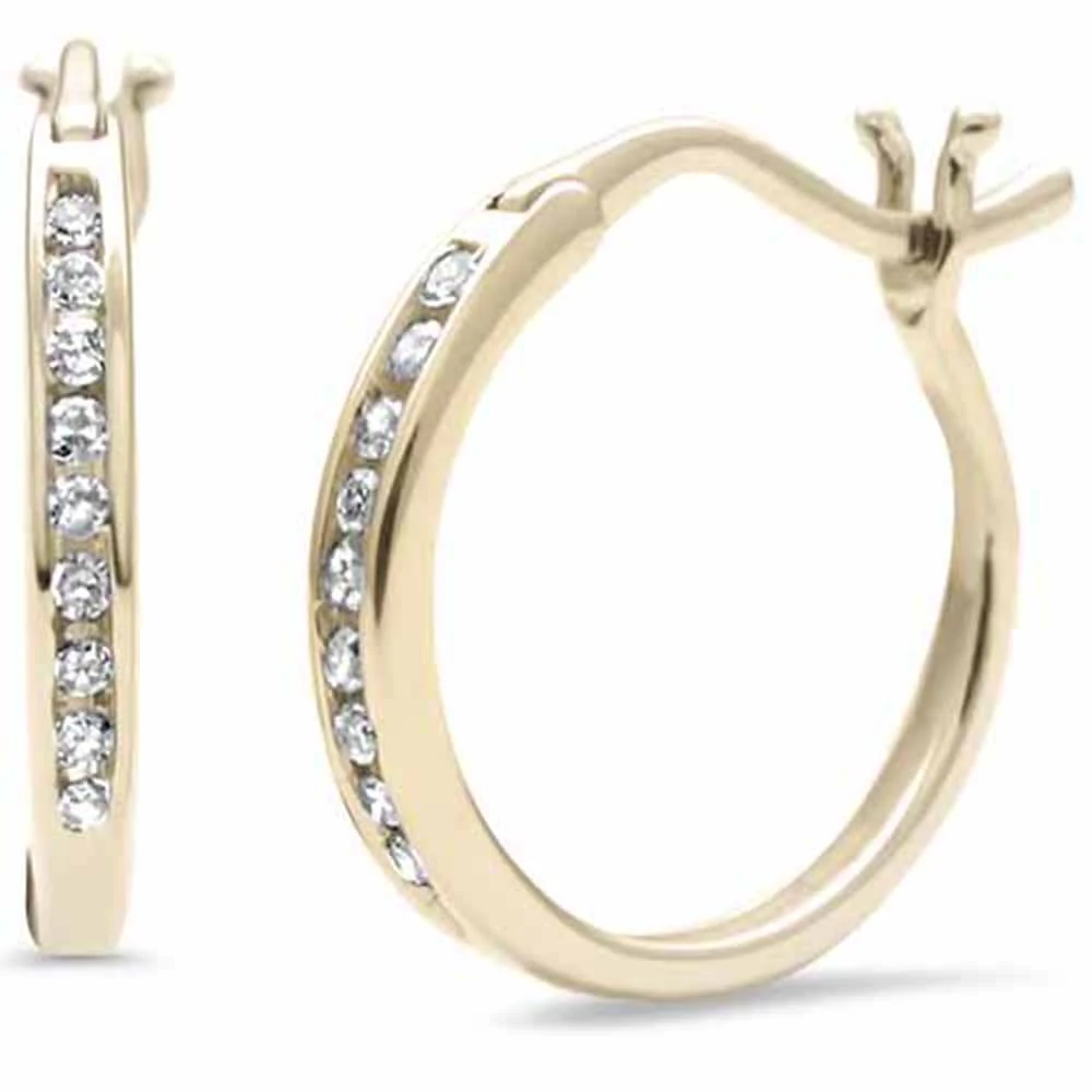 <span>DIAMOND CLOSEOUT! </span>.09ct G SI 10K Yellow Gold Diamond Hoop Earrings