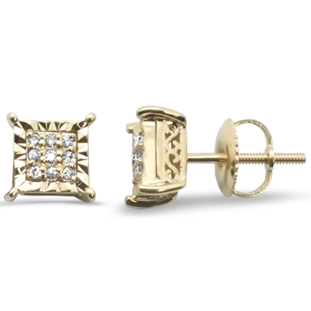 <span>DIAMOND CLOSEOUT! </span>.10ct G SI 10KT Yellow Gold Diamond Square Stud Earrings