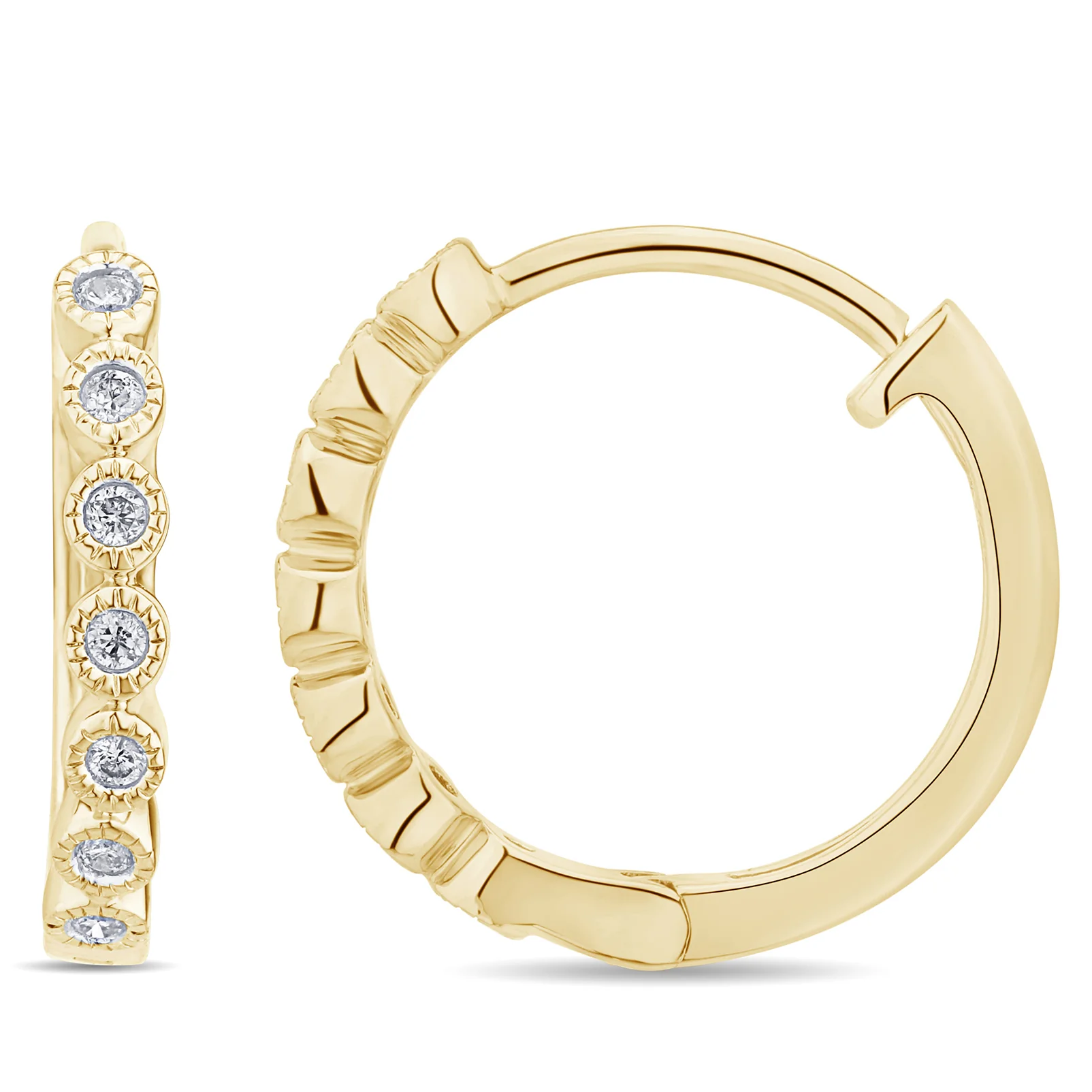.12ct G SI 10KT Yellow Gold Diamond Hoop Earrings