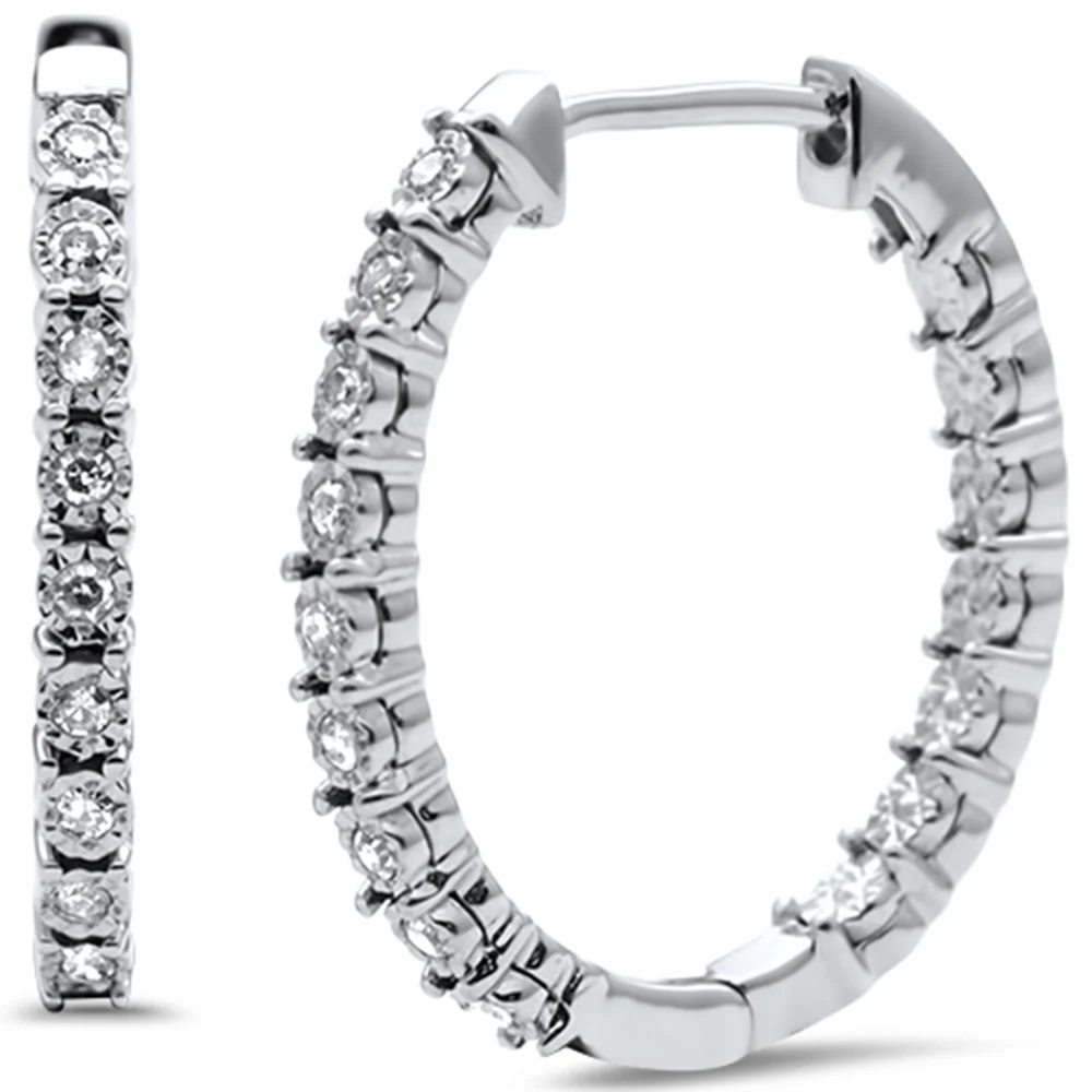 <span>DIAMOND CLOSEOUT! </span>.13ct G SI 10KT White Gold Diamond Hoop Earrings