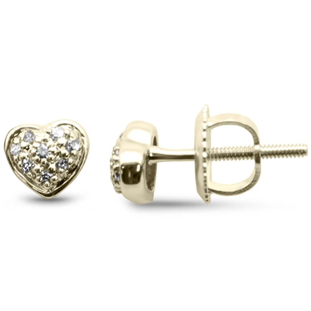 <span>DIAMOND CLOSEOUT! </span>.07ct G SI 10K Yellow Gold Diamond Heart Earrings