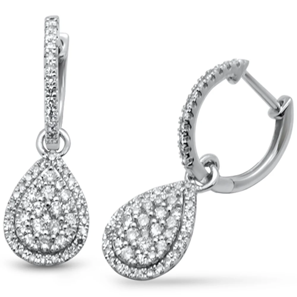 <span>DIAMOND CLOSEOUT! </span>.77ct G SI 14K White Gold Diamond Pear Shaped Dangling Earrings