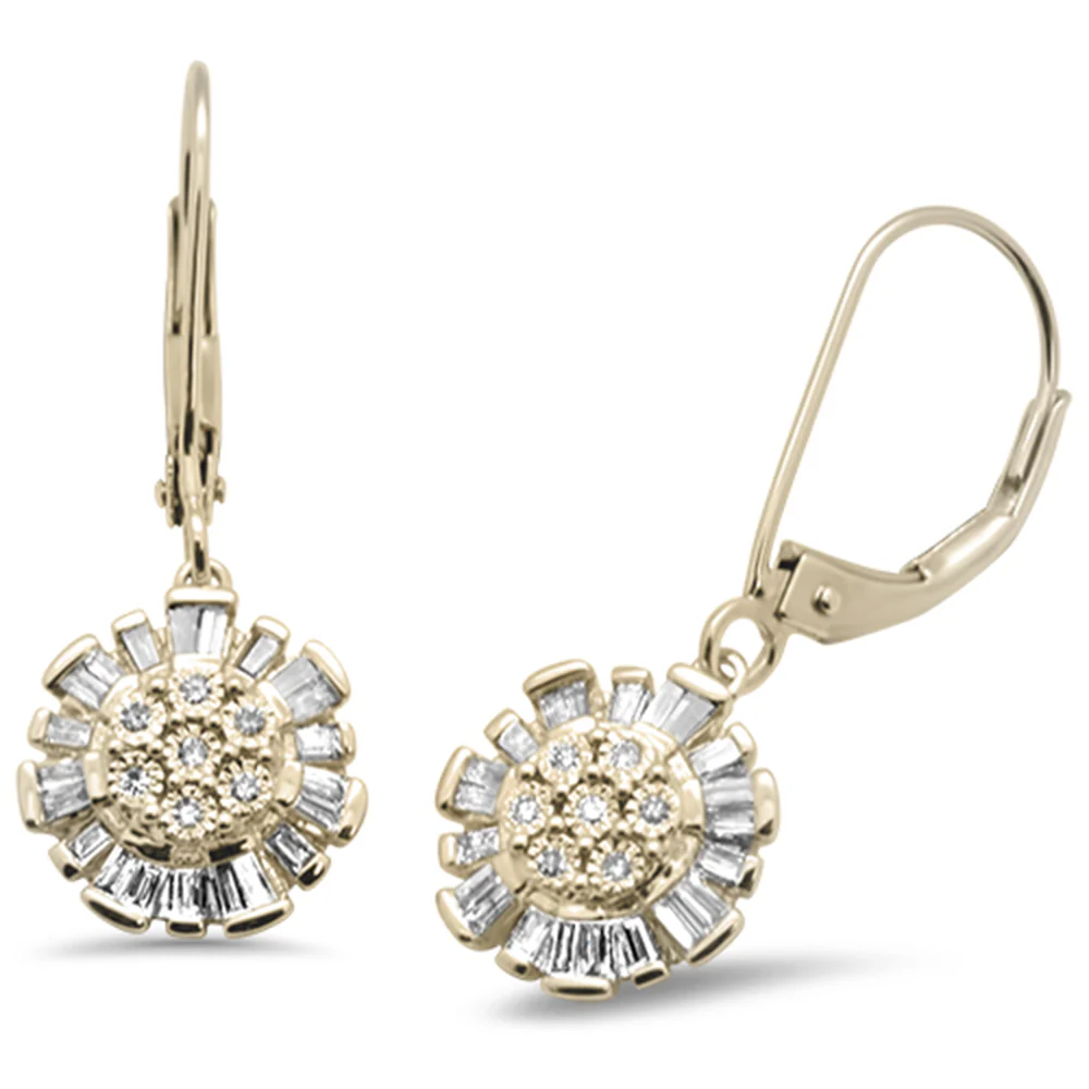 <span>DIAMOND CLOSEOUT! </span>.26ct G SI 14K Yellow Gold Diamond Round & Baguette Lever Back Earrings